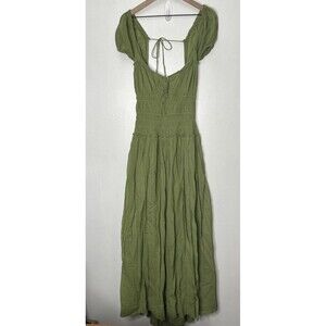 FREE PEOPLE Feeling Bonita Midi Dress Green Large Garden Wedding Guest Holiday